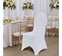 Sandra Chaircovers Scc Supreme 420Pcs Spandex Chair Covers White Arch Front, 240Gsm Stretch Fit Design, Durable Event Polyester Spandex