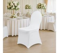 Sandra Chaircovers Scc Supreme Spandex Chair Cover White Flat Front Single, 240Gsm Stretch Fit Design, Polyester Spandex Durable Event Use