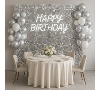 Sandra Chaircovers Sequin Wall Panel Collection, 30Cm X 30Cm, Square Sequin Wall Panel Backdrop, Single, Silver, Acrylic Sequins