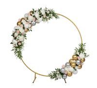 Sandra Chaircovers Value Range 2M Round Moongate Balloon Arch Frame, Gold Wedding Backdrop Stand, Easy Assembly Display Hoop