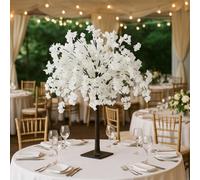 Sandra Chaircovers Wedding General 120Cm White Artificial Wisteria Cherry Bloom Tree, Single Tabletop Centrepiece, Steel Base Design