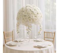 Sandra Chaircovers Wedding General 50Cm Silk Rose Kissing Ball Centrepiece, White Table Decoration For Weddings, Events, Aisles