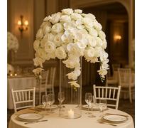 Sandra Chaircovers Weddinggeneral Single 60Cm Silk Rose Kissing Ball Centrepiece, White Floral Table Decoration For Weddings, Events, Aisles