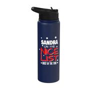 Sandra On The Nice List Funny Christmas Sandra Name Stainless Steel Insulated Water Bottle