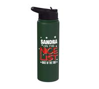 Sandra On The Nice List Funny Christmas Sandra Name Stainless Steel Insulated Water Bottle