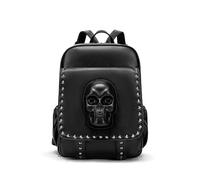 SandraWang Gothic Women’s Fashion Backpack with 3D Skull, Gothic Punk Style PU Leather Rucksack for Daily Use