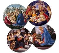 Sandro Botticelli Madonna Round Coasters Set of 4 - Cork Backed Drinks Coaster Gift, Renaissance Religious Art, Virgin Mary Design
