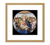 Sandro Botticelli Mary With The Child And Singing Angels 8X8 Inch Square Wooden Framed Wall Art Print Picture with Mount Artery8 Light Oak One Size