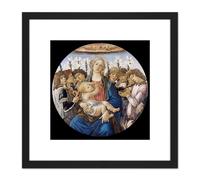 Sandro Botticelli Mary With The Child And Singing Angels 8X8 Inch Square Wooden Framed Wall Art Print Picture with Mount Artery8 Black One Size