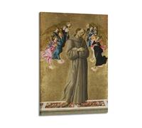 Sandro Botticelli Works (Sáint Fráncis óf Assísi with Angels) Luxury Fine Art Printed Canvas Poster Hanging Art Wall Ornament 24x36inch(60x90cm)