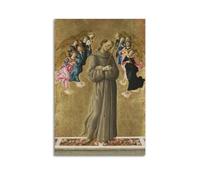 Sandro Botticelli Works (Sáint Fráncis óf Assísi with Angels) Retro Art Painting Replica Printed Canvas Hanging Wall Art Poster 20x30inch(50x75cm)
