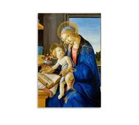 Sandro Botticelli's Madonna of The Book Renaissance Wall Art Print - Classical Religious Painting with Madonna, Infant Jesus, And Open Tome Canvas Wall Art Prints Photo Picture Paintings Room Decor H