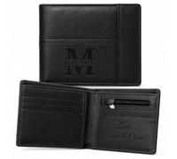 SANDRO PET Personalised Leather Wallet for Men, Custom Photo Name Handwriting Engraved Mens Slim Wallet with Coin Pocket, Gift for Dad Him Husband Grandad Birthday Fathers Day