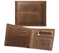 SANDRO PET Personalised Leather Wallet for Men, Custom Photo Name Handwriting Engraved Mens Slim Wallet with Coin Pocket, Gift for Dad Him Husband Grandad Birthday Fathers Day