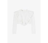 Sandro Womens Naturels Broderie-anglaise Cropped Woven Top 10
