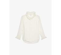 Sandro Womens Naturels Haby Ruffled Collar Silk Shirt 8