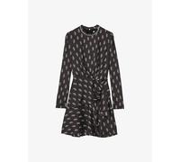 Sandro Womens Noir / Gris Jewel-embellished Graphic-print Recycled-polyester Mini Dress 10