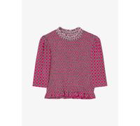 Sandro Womens Roses Mosaic-print Smocked Stretch-woven T-shirt 12