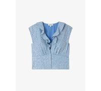 Sandro Womens Sandro Ruffled Sequin-Embellished Lyocell Top Blue 8