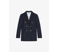 Sandro Womens Vy Blue Double-breasted Stretch-crepe Blazer 14