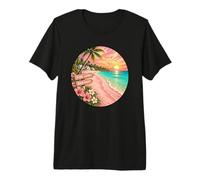 Sands Beach Bahamas Vacation Sunset Illustration Premium T-Shirt
