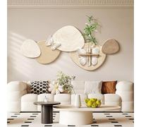 Sandstone 3D Wall Art Decor, Creative Wall Sculpture, Entrance Decoration Painting, Sculpture with Vase and Artificial Plant, for Hotle Lobby (Brown 120 * 55cm/47.2 * 21.6in)