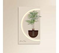 Sandstone Decor Wall Art Painting, with Warm LED Light、Vase、Artificial Plant, Plug-in Power Supply 3D Wall Mural for Home, Restaurant, Hotel(G,87 * 50cm)