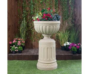 Sandstone Royale Urn On Round Plinth