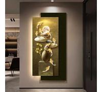 Sandstone Wall Art with LED Lights, 3D Wall Sculpture Decoration with USB Port & Remote Control, Frameless Double-Layer Sandstone Painting for Entryway Living Room(D,50 * 100cm)