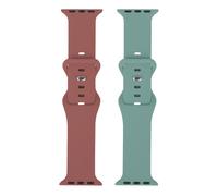 SANDSTROM Apple Watch 42-49 mm (Series 1/2/3) Silicone Strap - Set of 2, Green & Burgundy, Green,Brown