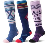 Sandsuced Merino Wool Ski Socks for Mens Womens Winter Thermal Warm Heated Thick Knee High Snowboarding Skiing Socks for Cold Weather 3 Pairs Gifts Stocking Fillers(Nordic,M)