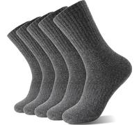 Sandsuced Womens Merino Wool Thermal Socks Warm Winter Cozy Long Heavy Comfy Socks for Ladies Mum Stocking Fillers Women Gifts Thick Crew Work Soft Boot Socks 5 Pairs(Grey)
