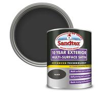 Sandtex 10 Year Black Satin Multi-Surface Paint, 750Ml
