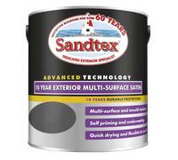 Sandtex 10 Year Exterior Multi-Surface Satin Paint 750ml, Black