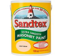 Sandtex 5L Smooth Masonry Paint - Light Cream, Flexible Microseal Finish Resists Peeling, Cracking & Flaking; Rainproof in 1 Hour