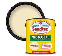 Sandtex Microseal Exterior Smooth Masonry Paint | Cornish Cream 2.5L | Rainproof in 1 hour