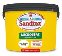 Sandtex Microseal Exterior Smooth Masonry Paint | Pure Brilliant White 10L | Rainproof in 1 hour