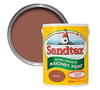 Sandtex Smooth Masonry Paint, 1L, Brick Red Y0141W, Smooth Waterproof Exterior Paint