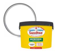 Sandtex Microseal Smooth Masonry Paint, Pure Brilliant White, 7.5L | Breathable exterior finish for suitable render and concrete