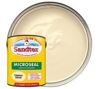 Sandtex Microseal Ultra Smooth Weatherproof Masonry 15 Year Exterior Wall Paint - Cornish Cream - 5L
