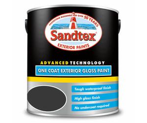 Sandtex One Coat Exterior Waterproof Gloss Paint Black White 750ml 2.5L