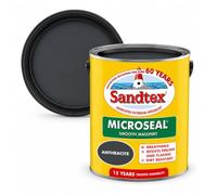 Sandtex Smooth Masonry Paint 5L Anthracite | Covers up to 80m² | Exterior Microseal Protection for Brick, Render, Concrete & Stone | Breathable, Waterproof & Dirt Resistant