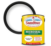 Sandtex Smooth Masonry Paint - Pure Brilliant White - 1L | Ultra Smooth Finish for Exterior Walls, Brick, and Concrete | Long-Lasting, Dirt-Resistant & Weatherproof Masonry Coating |