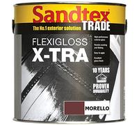 Sandtex Trade 2.5L Flexigloss MORELLO | 2.5Ltr Exterior Flexible Gloss (like Burgundy, Red) Morello | Flexi Gloss X-tra, Superior Exterior Gloss Paint for Wood and Metal