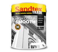 Sandtex Trade High Cover Smooth Masonry Paint, 5L, Crown Cream A7740V, Professional Masonry Paint