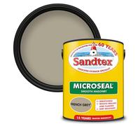 Sandtex Smooth Masonry Paint, 5L, French Grey C4400Q, Smooth Waterproof Exterior Paint