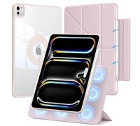 SANDUODD for iPad Pro 13 inch Case M5/M4, Detachable Magnetic Rotating Full Protective Y Fold PU Leather Case with Pencil Holder Clip (Pastel Pink)