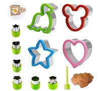 Sandwich Cutter, 10pcs Cookie Cutters Set for Kids, Bread Cutters Biscuit Cutters Vegetable Fruit Cutters Sandwich Cutters Stainless Steel Dinosaur Mouse Heart Star Shaped Mold