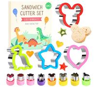 Sandwich Cutter -12 Pcs Cookie Cutters Set,Bread Cutter Set,Fruit Cutters,Dinosaur Heart Star Mouse Shaped DIY Mold for Breakfast