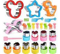 Sandwich Cutter - 4 Pieces Sandwich Cutters Set Dinosaur&Unicorn&Star Shapes 10 Pieces Fruit Shape Cutters Vegetable Cutter Set Mini Animal Cookie Cutter Fruit Stamps Mold